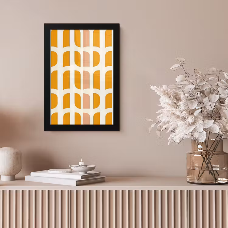 Geometrisch - Patroon - Geel - Roze fotolijst zwart zonder passe partout klein 224 -sfeer5