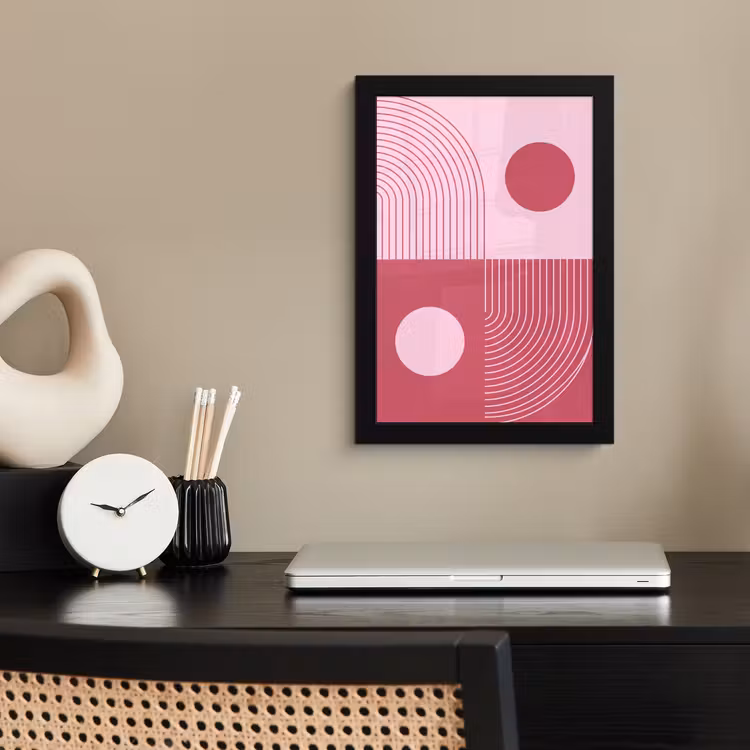 Geometrie - Patroon - Abstract - Roze - Modern fotolijst zwart zonder passe partout klein -sfeer1