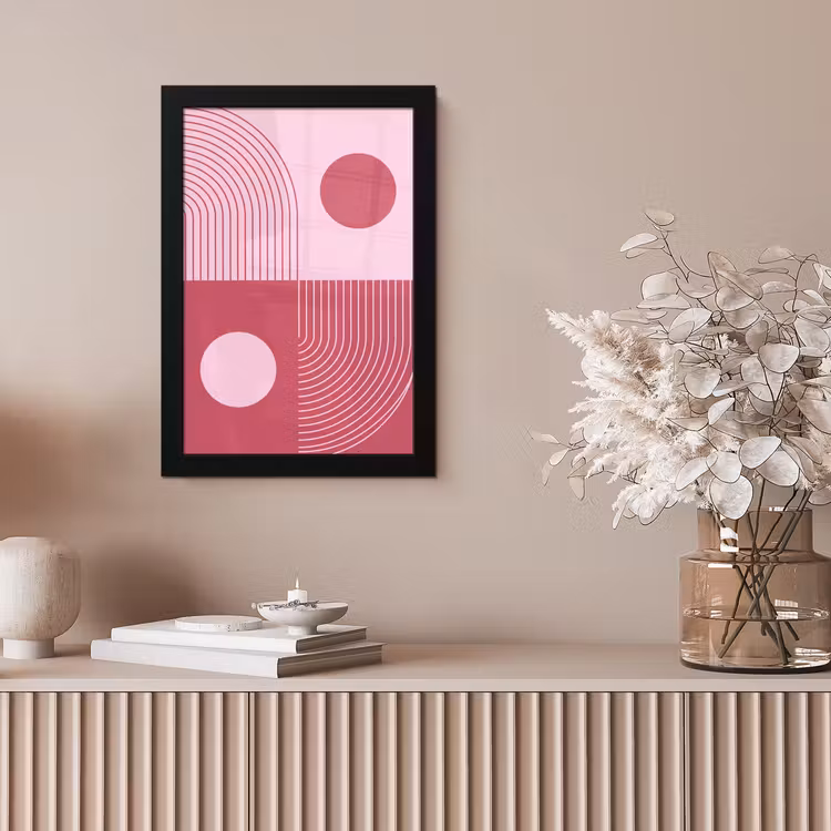 Geometrie - Patroon - Abstract - Roze - Modern fotolijst zwart zonder passe partout klein -sfeer5