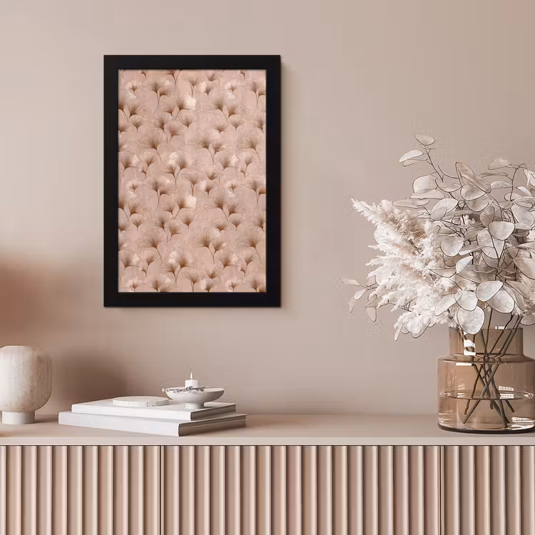Ginkgo - Patroon - Roze fotolijst zwart zonder passe partout klein 224 -sfeer5