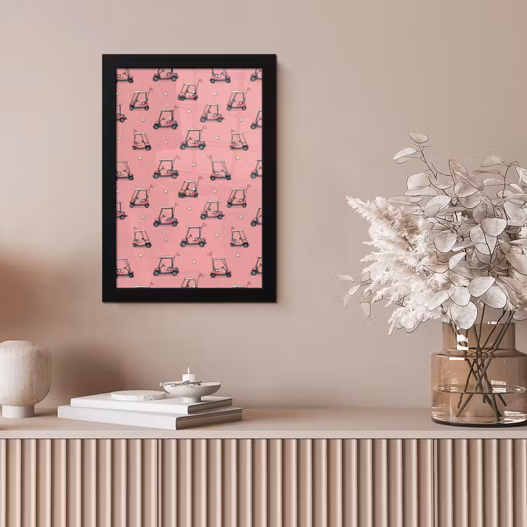 Golfkar - Retro - Roze fotolijst zwart zonder passe partout klein 224 -sfeer5