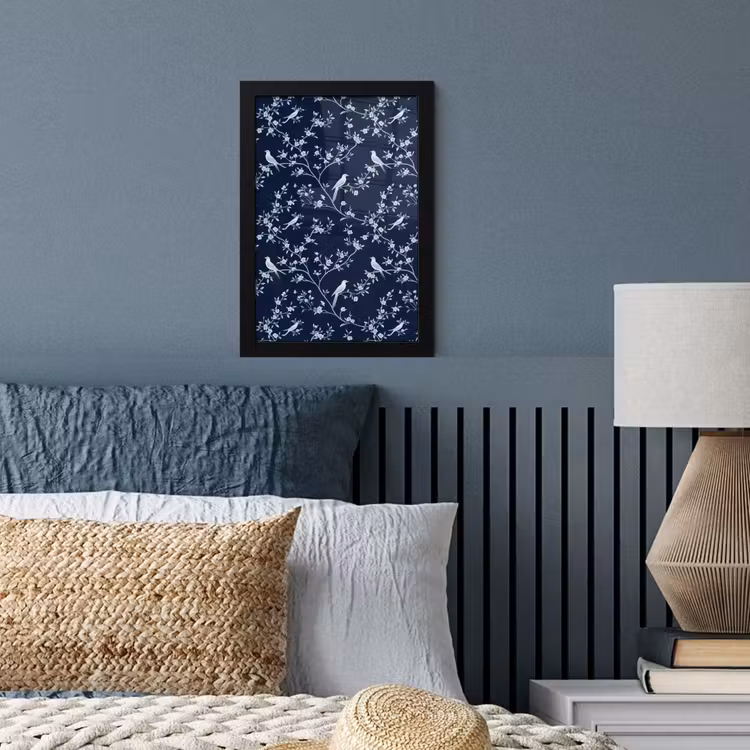Grafisch - Bloesemtak - Blauw fotolijst zwart zonder passe partout klein 224 -sfeer3