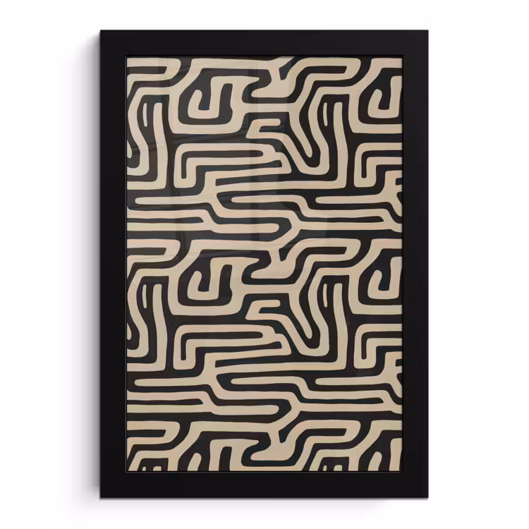 Grafisch - Lijnen - Zwart fotolijst zwart zonder passe partout klein 224 -3d