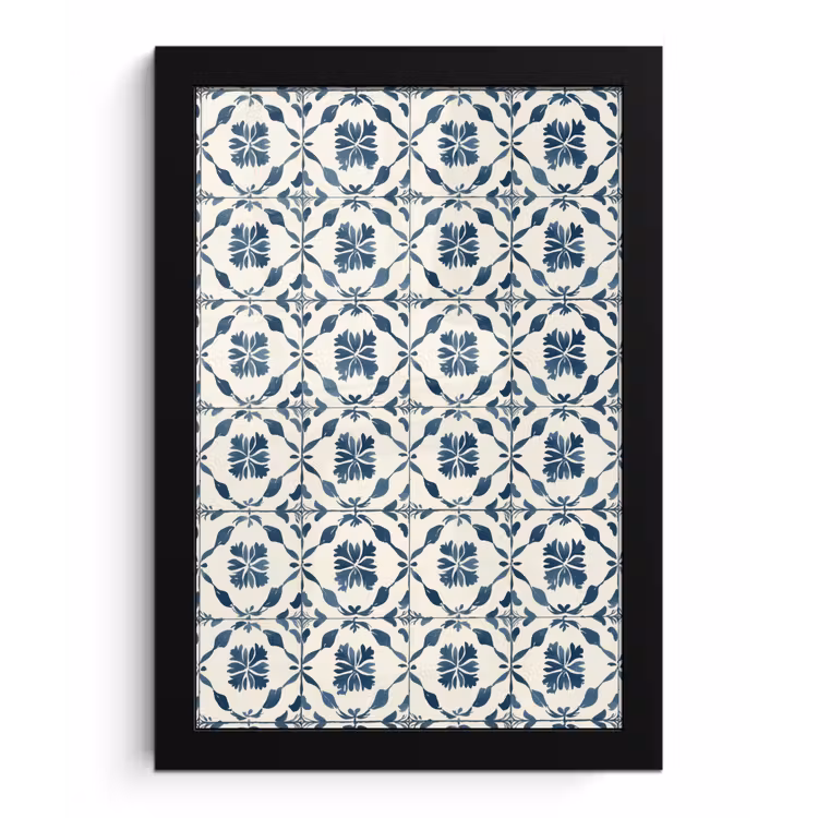 Grafisch - Tegel - Blauw fotolijst zwart zonder passe partout klein 224 -3d