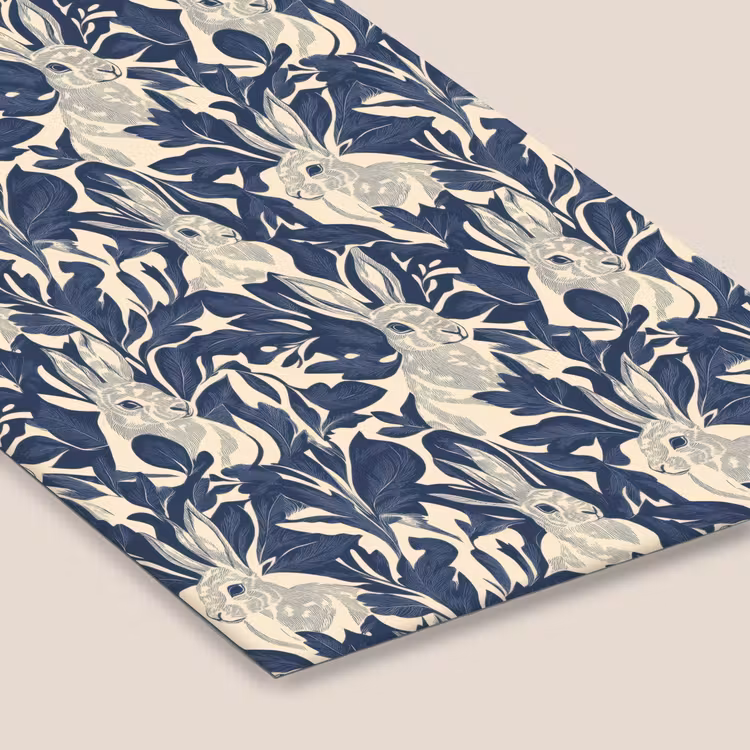 Hazen - Bladeren - Patroon - Blauw - Beige fotolijst zwart zonder passe partout klein 224 -zsfeer6
