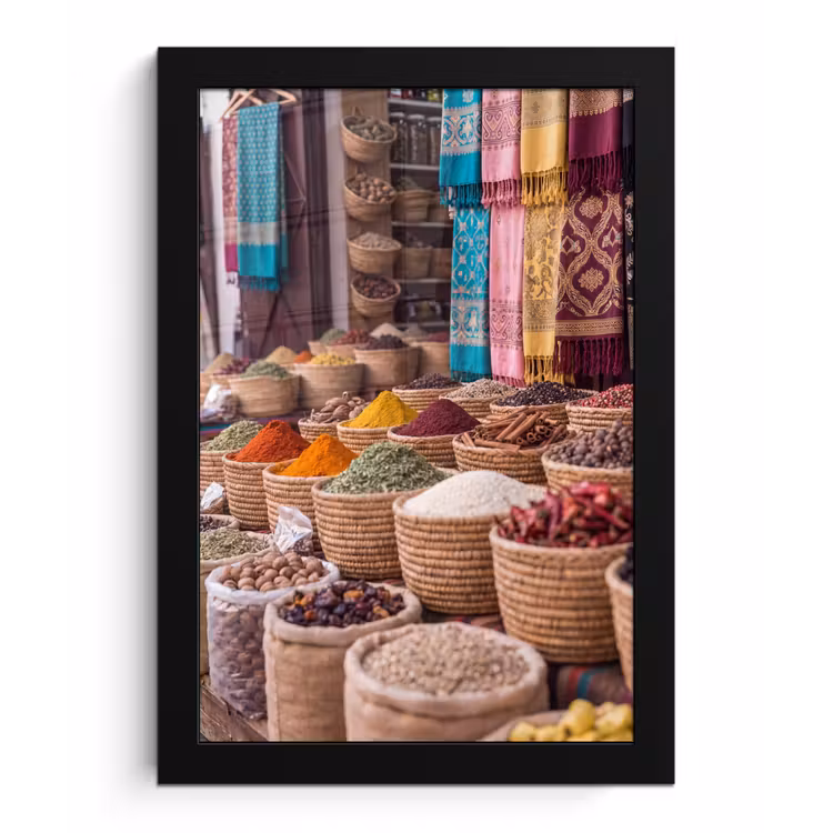Framed Prints - Herbs - Baskets - Oriental - Kruiden - Manden - Oosters fotolijst zwart zonder passe partout klein