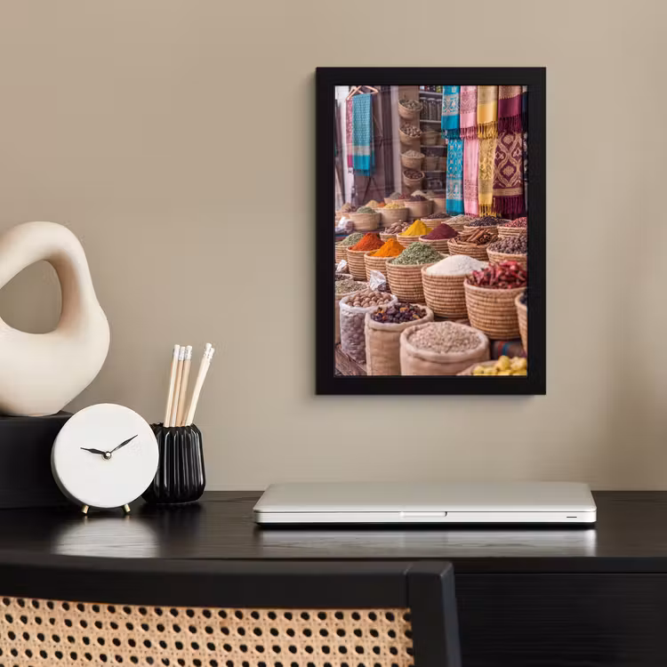 Framed Prints - Herbs - Baskets - Oriental - Kruiden - Manden - Oosters fotolijst zwart zonder passe partout klein