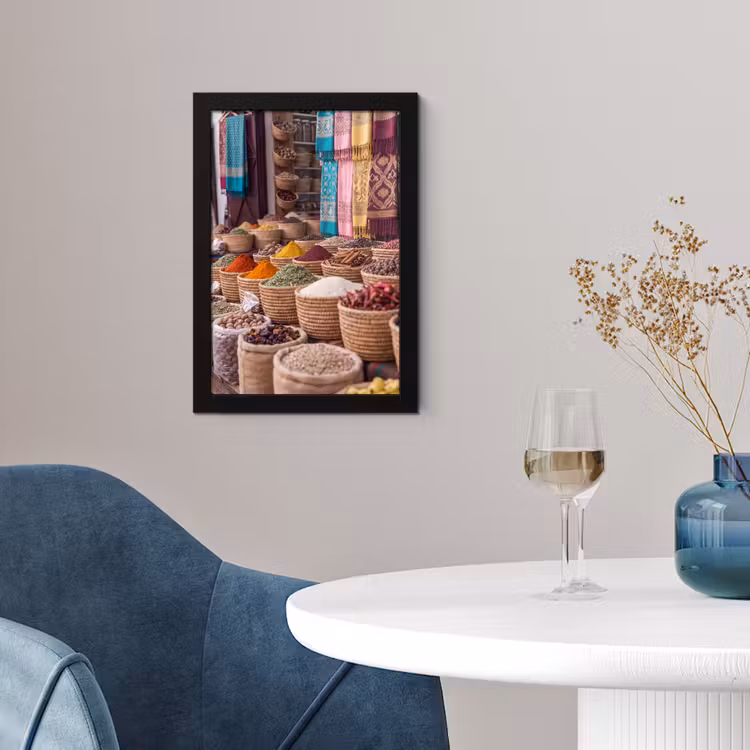Framed Prints - Herbs - Baskets - Oriental - Kruiden - Manden - Oosters fotolijst zwart zonder passe partout klein