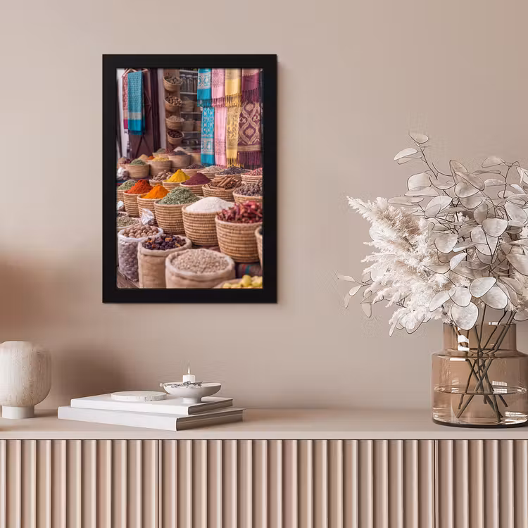 Framed Prints - Herbs - Baskets - Oriental - Kruiden - Manden - Oosters fotolijst zwart zonder passe partout klein