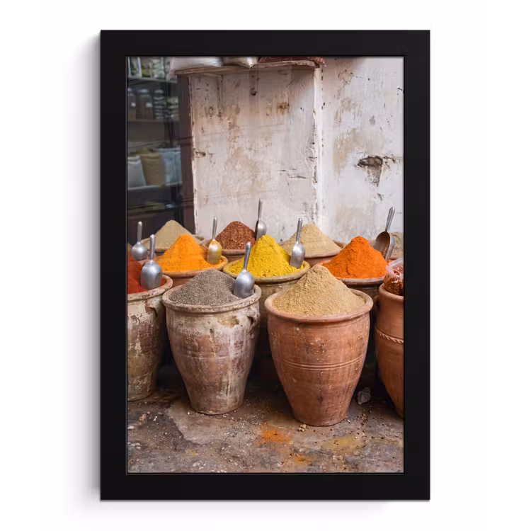 Framed Prints - Herbs - Jars - Asian - Kruiden - Potten - Oosters fotolijst zwart zonder passe partout klein