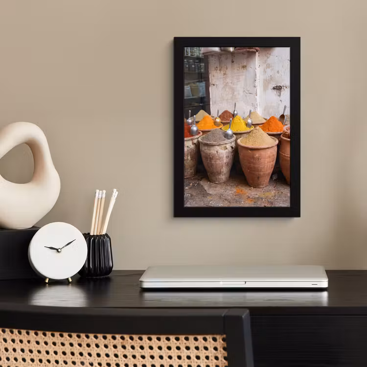 Framed Prints - Herbs - Jars - Asian - Kruiden - Potten - Oosters fotolijst zwart zonder passe partout klein