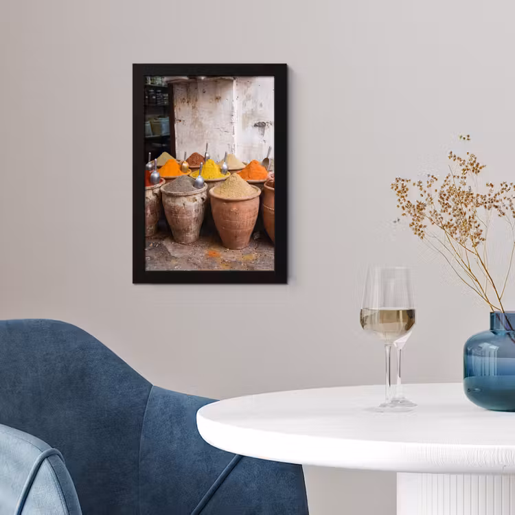 Framed Prints - Herbs - Jars - Asian - Kruiden - Potten - Oosters fotolijst zwart zonder passe partout klein