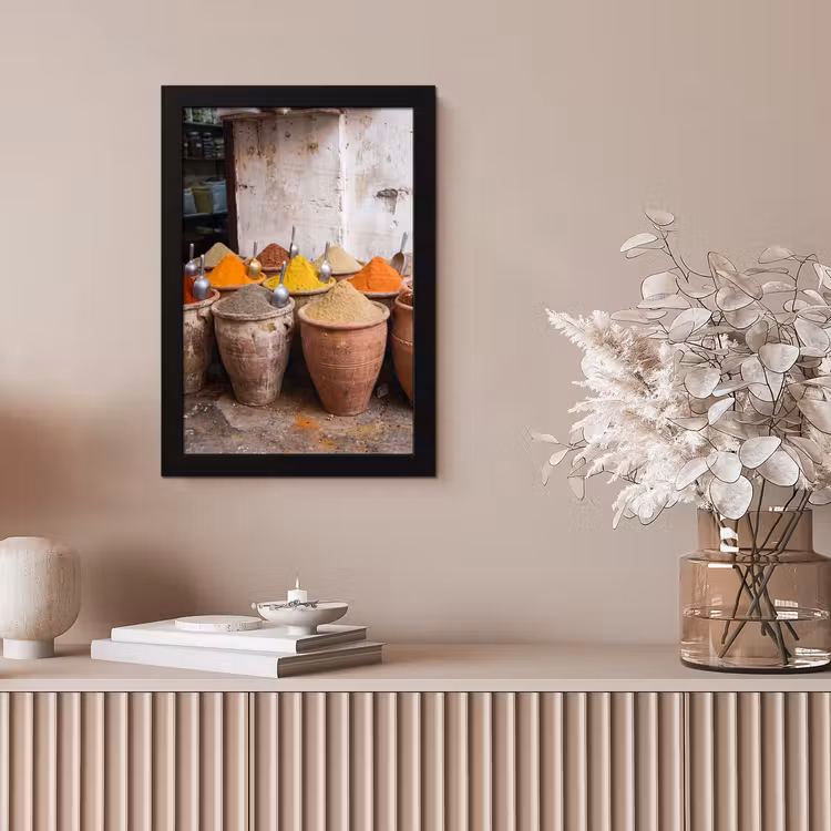 Framed Prints - Herbs - Jars - Asian - Kruiden - Potten - Oosters fotolijst zwart zonder passe partout klein
