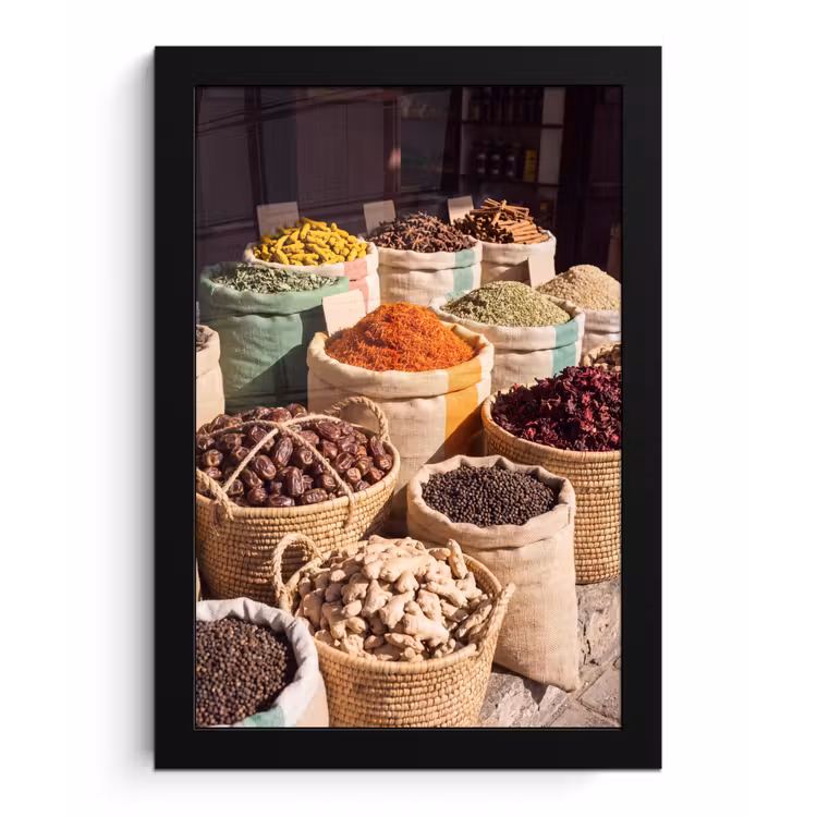 Framed Prints - Herbs - Market - Colorful - Kruiden - Markt - Kleurrijk fotolijst zwart zonder passe partout klein