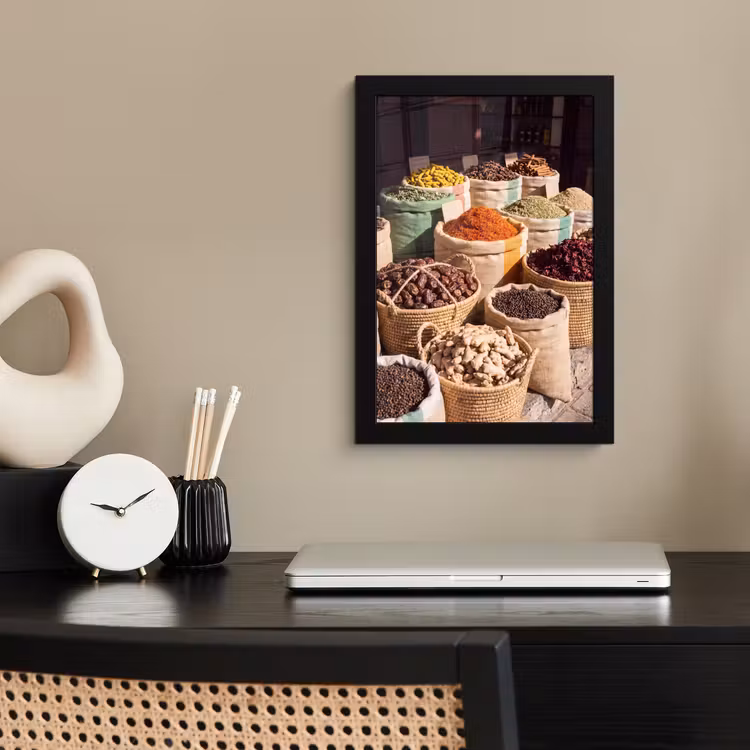 Framed Prints - Herbs - Market - Colorful - Kruiden - Markt - Kleurrijk fotolijst zwart zonder passe partout klein