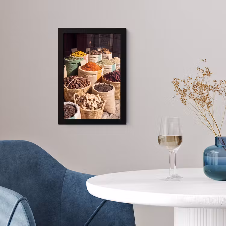 Framed Prints - Herbs - Market - Colorful - Kruiden - Markt - Kleurrijk fotolijst zwart zonder passe partout klein