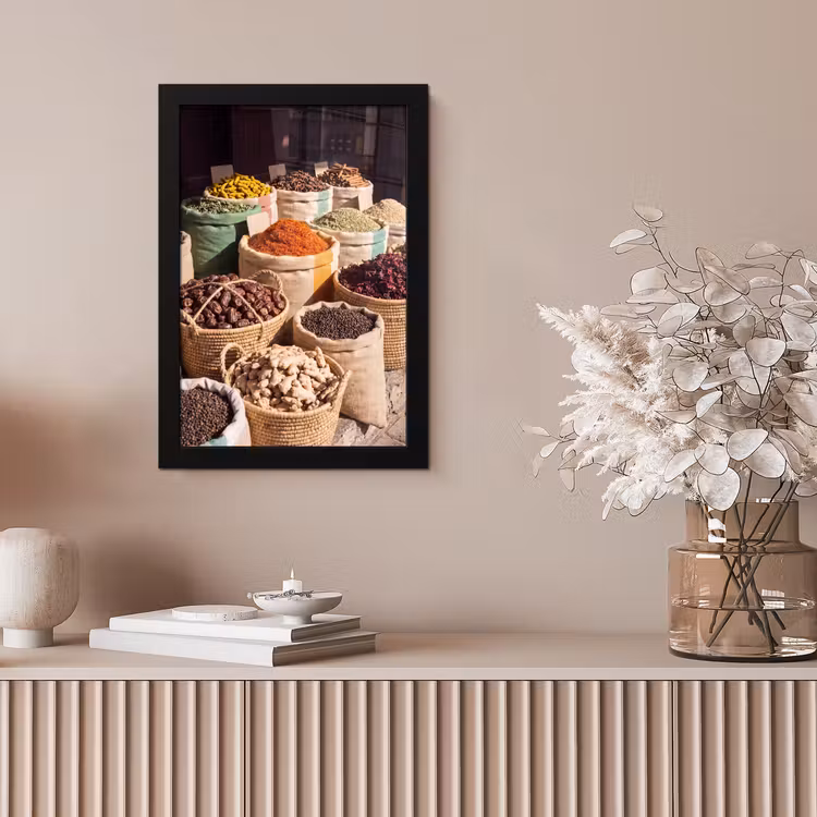 Framed Prints - Herbs - Market - Colorful - Kruiden - Markt - Kleurrijk fotolijst zwart zonder passe partout klein