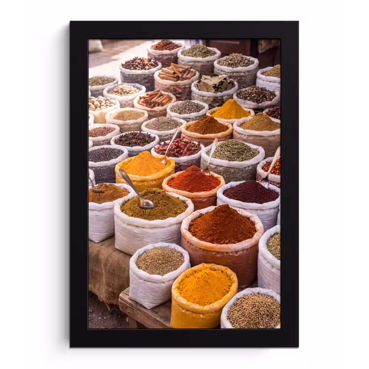 Framed Prints - Herbs - Market - Food - Kruiden - Markt - Eten fotolijst zwart zonder passe partout klein