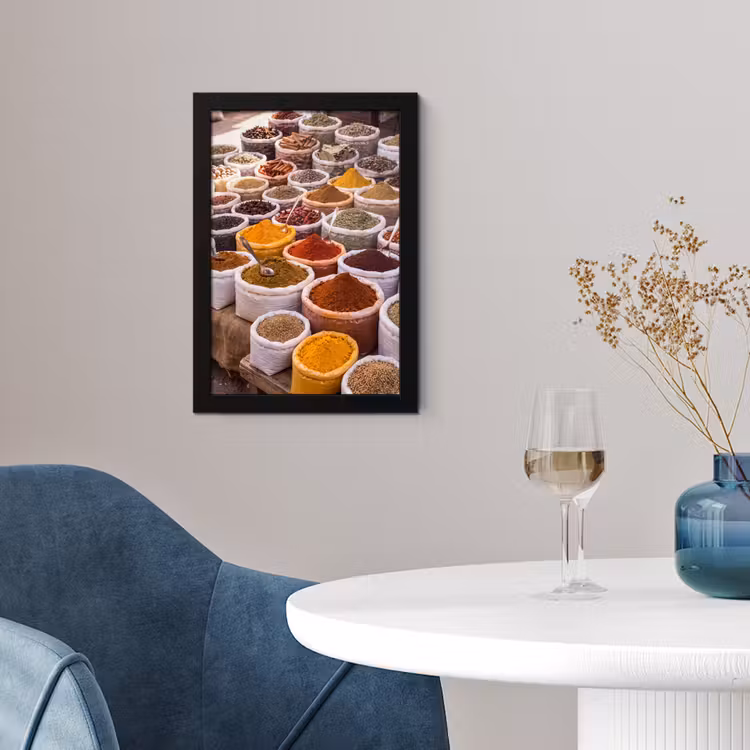 Framed Prints - Herbs - Market - Food - Kruiden - Markt - Eten fotolijst zwart zonder passe partout klein