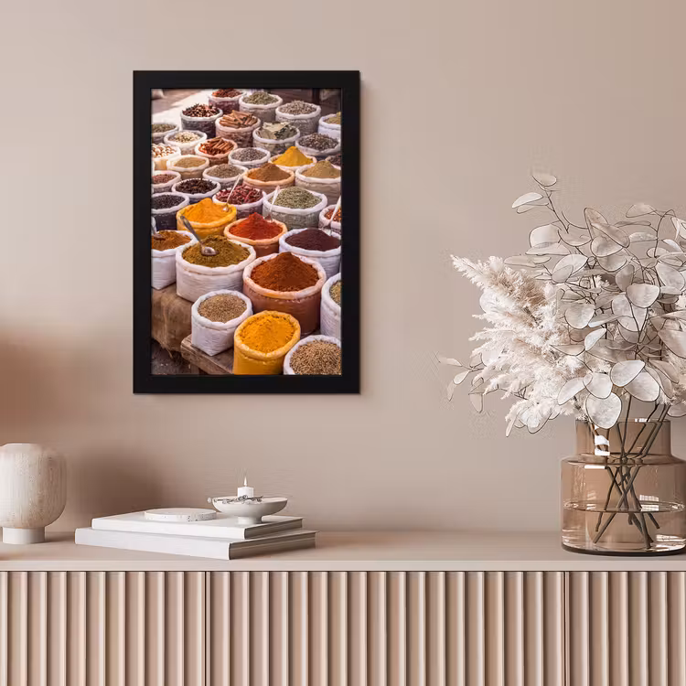 Framed Prints - Herbs - Market - Food - Kruiden - Markt - Eten fotolijst zwart zonder passe partout klein