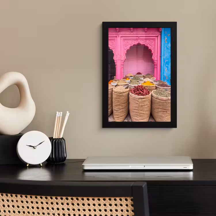 Framed Prints - Herbs - Market - Pink - Kruiden - Markt - Roze fotolijst zwart zonder passe partout klein