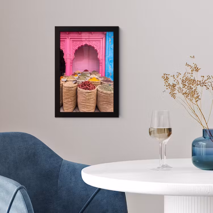 Framed Prints - Herbs - Market - Pink - Kruiden - Markt - Roze fotolijst zwart zonder passe partout klein