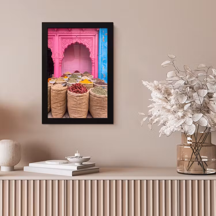 Framed Prints - Herbs - Market - Pink - Kruiden - Markt - Roze fotolijst zwart zonder passe partout klein