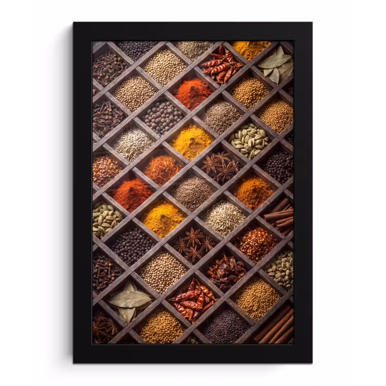 Framed Prints - Herbs - Wood - Food - Kruiden - Houten - Eten fotolijst zwart zonder passe partout klein