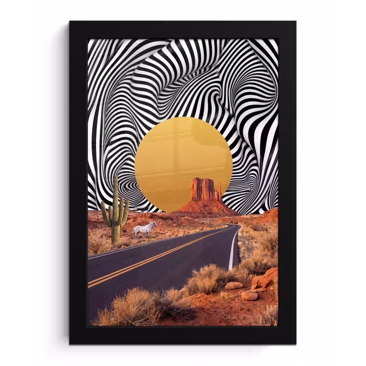 Framed Prints - Horse - Desert - Nature - Paard - Woestijn - Natuur fotolijst zwart zonder passe partout klein