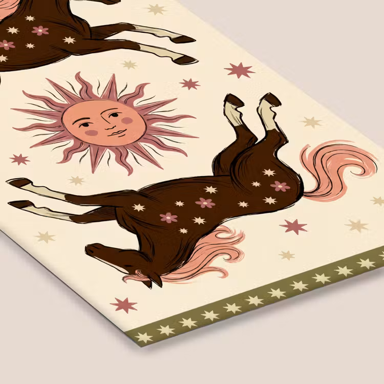 Paard - Zon - Mystiek - Illustratie - Roze fotolijst zwart zonder passe partout klein -zsfeer6
