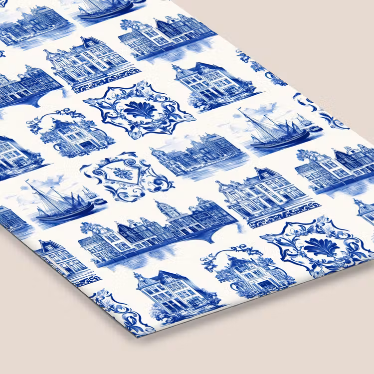Huizen - Schepen - Blauw fotolijst zwart zonder passe partout klein 224 -zsfeer6