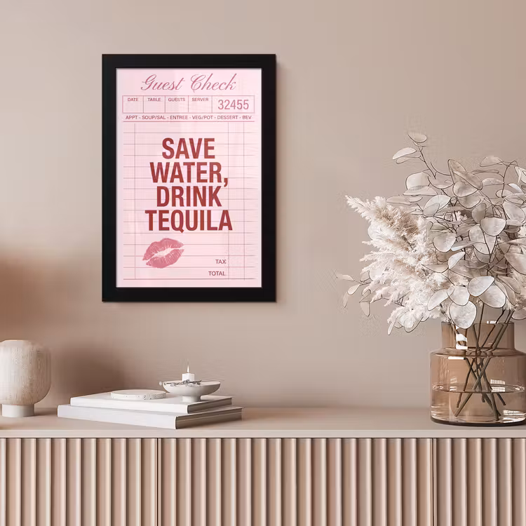 Humor - Drank - Tekst - Roze fotolijst zwart zonder passe partout klein -sfeer5