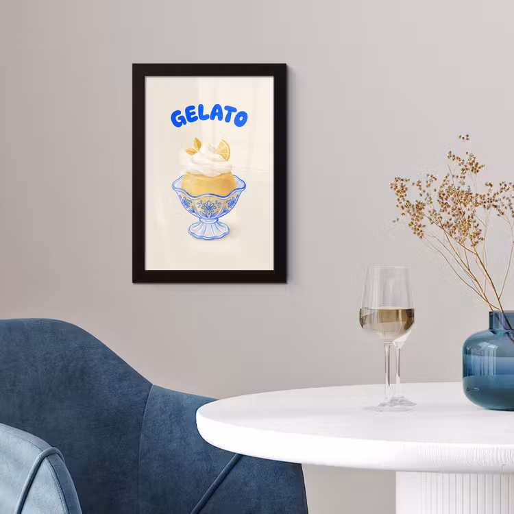 IJs - Citroen - Illustratie - Geel - Dessert fotolijst zwart zonder passe partout klein -sfeer4