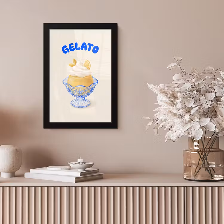 IJs - Citroen - Illustratie - Geel - Dessert fotolijst zwart zonder passe partout klein -sfeer5