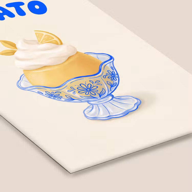 IJs - Citroen - Illustratie - Geel - Dessert fotolijst zwart zonder passe partout klein -zsfeer6