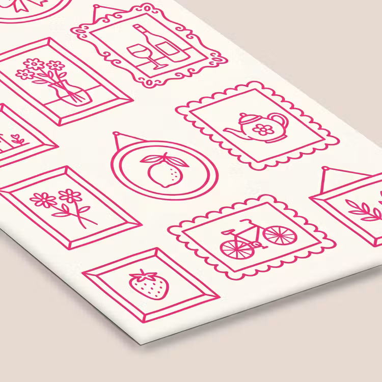 Illustratie - Collectie - Kunst - Minimalistisch - Roze fotolijst zwart zonder passe partout klein -zsfeer6