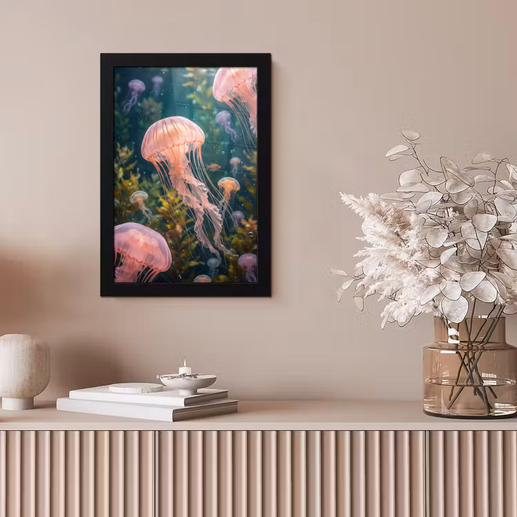 Kwal - Roze - Onderwater - Zeeleven - Dieren fotolijst zwart zonder passe partout klein -sfeer5