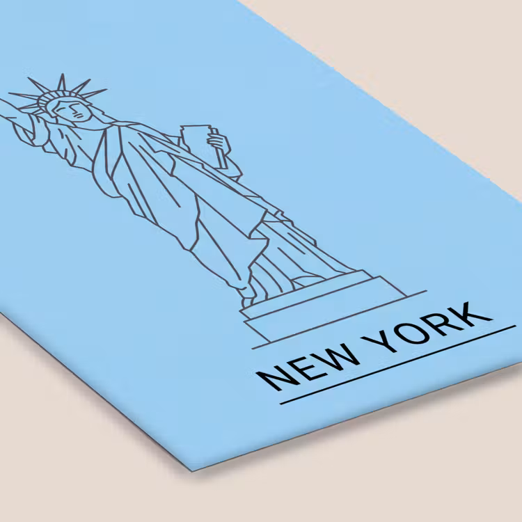 Monument - Vrijheidsbeeld - New York - Minimalistisch - Blauw fotolijst zwart zonder passe partout klein -zsfeer6