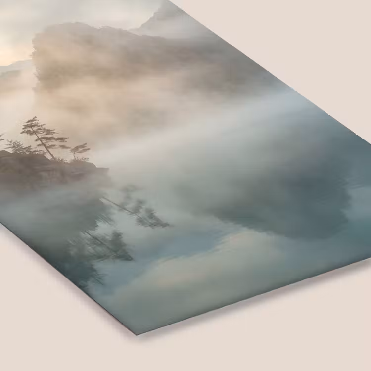Landschap - Bergen - Mist - Water - Natuur fotolijst zwart zonder passe partout klein -zsfeer6