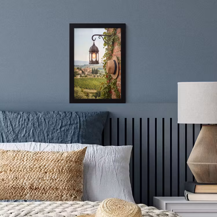 Lantaarn - Wijngaard - Landschap - Italiaans fotolijst zwart zonder passe partout klein -sfeer3