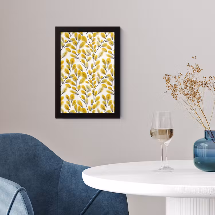 Bladeren - Botanisch - Elegant - Geel - Zwart fotolijst zwart zonder passe partout klein 224 -sfeer4