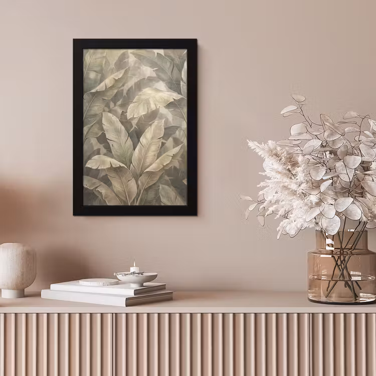 Bladeren - Tropisch - Natuur - Modern - Beige fotolijst zwart zonder passe partout klein -sfeer5
