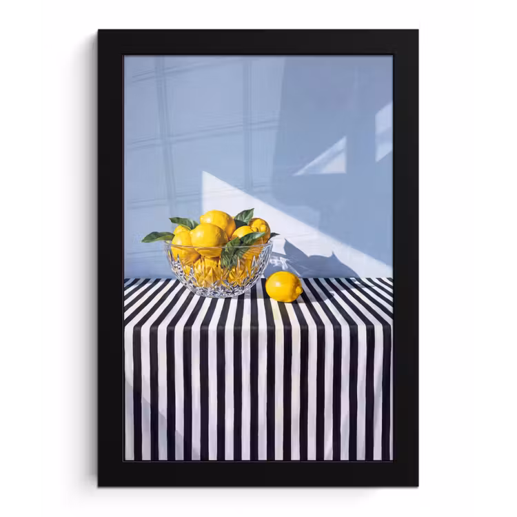 Framed Prints - Lemons - Fruit - Yellow - Citroenen - Fruit - Geel fotolijst zwart zonder passe partout klein