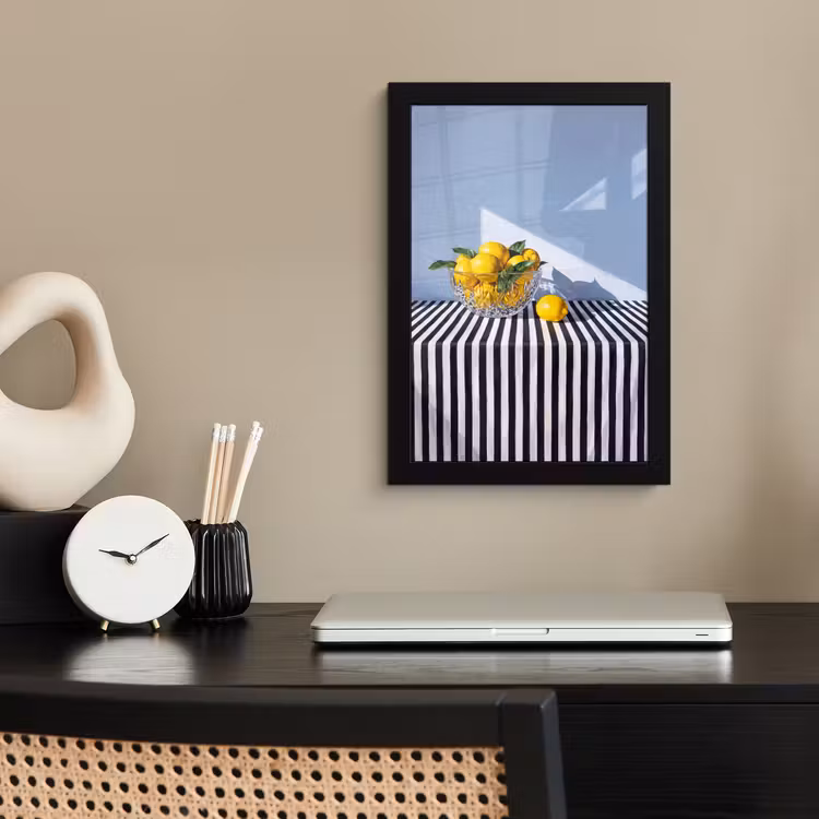 Framed Prints - Lemons - Fruit - Yellow - Citroenen - Fruit - Geel fotolijst zwart zonder passe partout klein