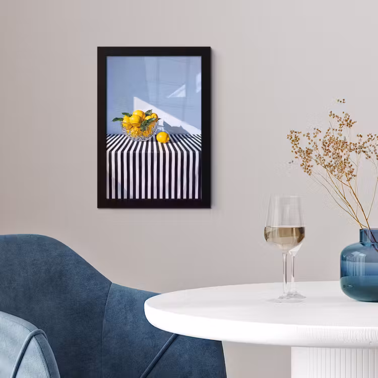 Framed Prints - Lemons - Fruit - Yellow - Citroenen - Fruit - Geel fotolijst zwart zonder passe partout klein