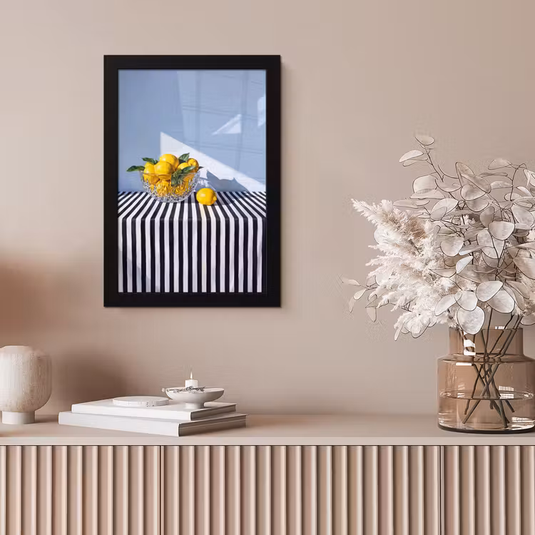 Framed Prints - Lemons - Fruit - Yellow - Citroenen - Fruit - Geel fotolijst zwart zonder passe partout klein