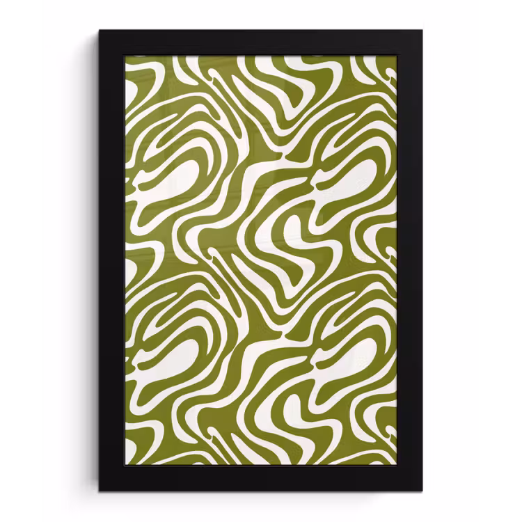 Lijnpatroon - Groen - Organisch fotolijst zwart zonder passe partout klein 224 -3d
