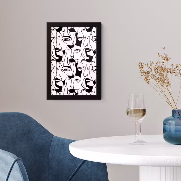 Lijnen - Gezichten - Zwart - Wit fotolijst zwart zonder passe partout klein 224 -sfeer4