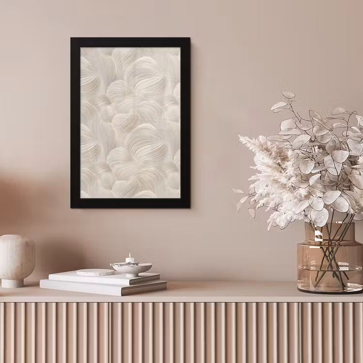 Lijnen - Waaier - Beige fotolijst zwart zonder passe partout klein 224 -sfeer5