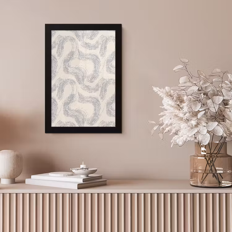 Lijnen - Patroon - Beige - Minimalistisch fotolijst zwart zonder passe partout klein 224 -sfeer5